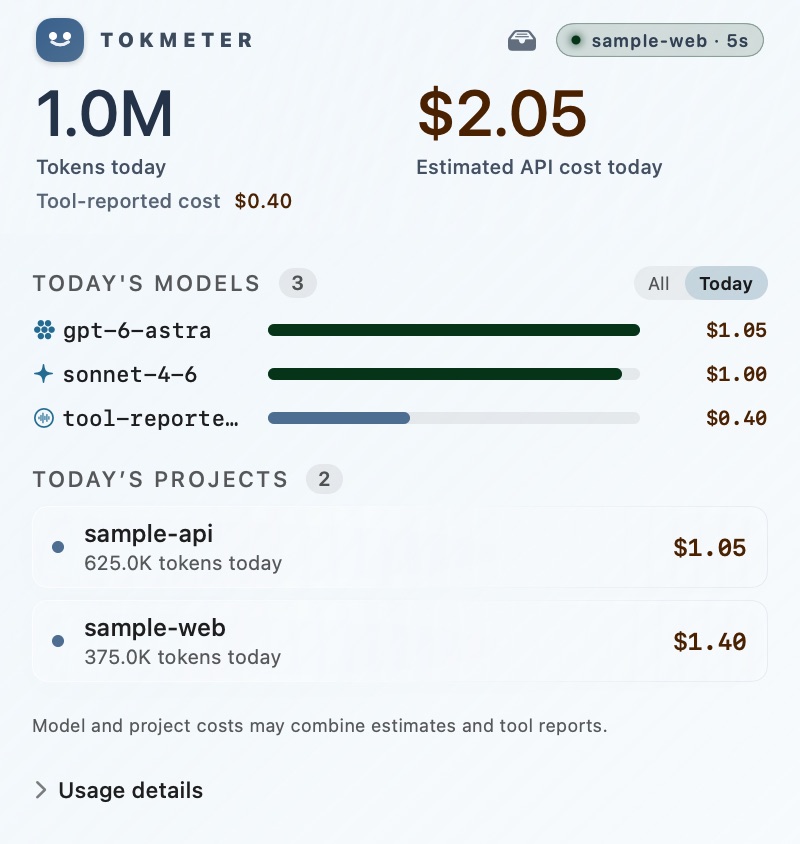 The Glass theme, sample data.