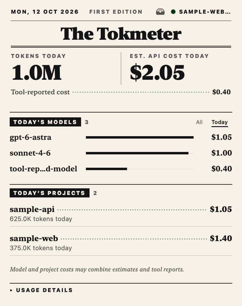 The Paper theme, sample data.