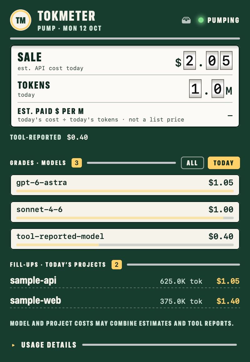The Pump theme, sample data.