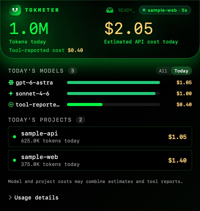 The Terminal theme, sample data.